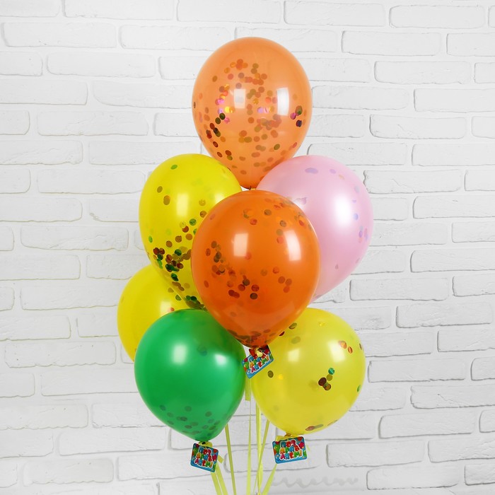 Шары воздушные с пожеланиями "Поздравляем! Кружочки", 10", набор 8 шт.