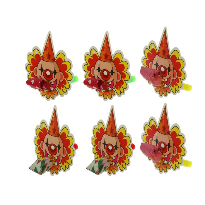 Карнавальный язычок "Клоун" (набор 6 штук), цвета МИКС