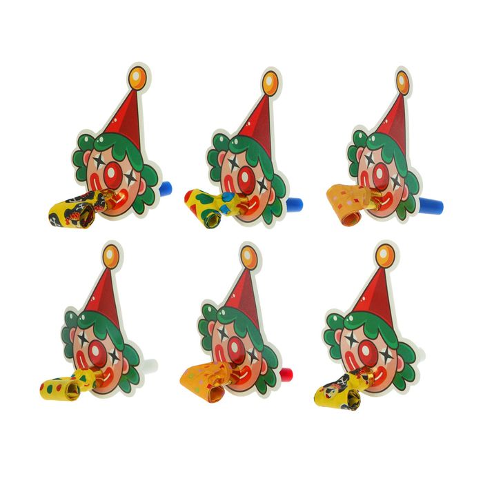 Карнавальный язычок "Клоун" (набор 6 штук), цвета МИКС