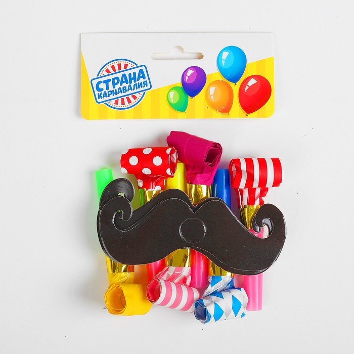 Карнавальный язычок "Усы" (набор 6 штук), цвета МИКС