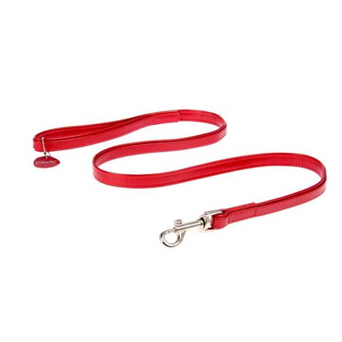 Поводок из лакированной кожи, 1.22 м х 1.8 см, красный