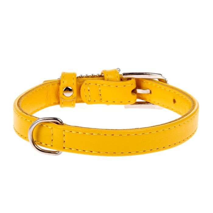 Ошейник неукрашенный CoLLaR Glomour, 27-36 х 1,5 см, желтый