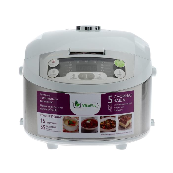 Мультиварка Philips HD3136/03, 980 Вт, 4 л, 14 программ, отложенный старт, мультиповар