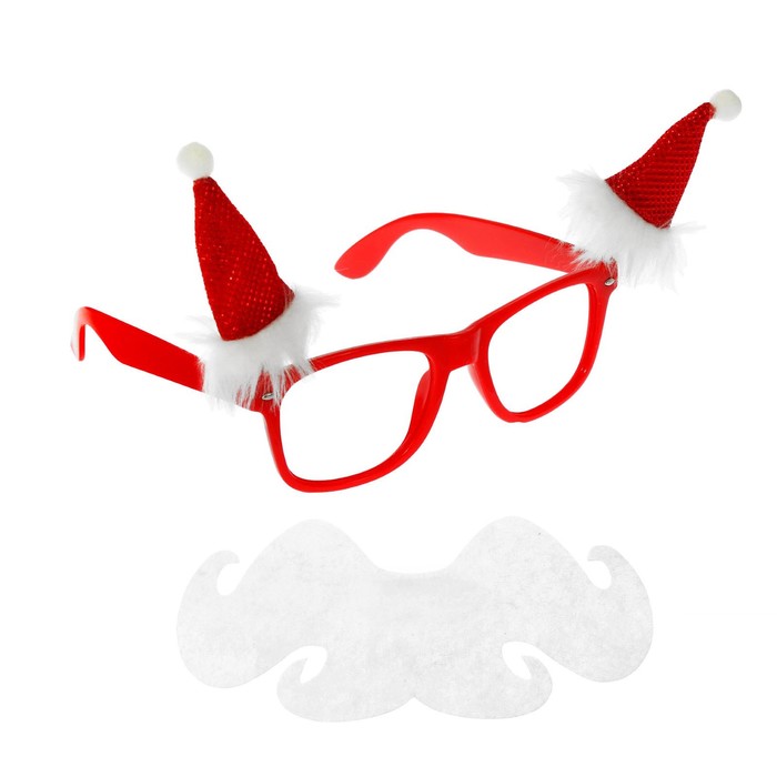 Карнавальные очки "Дед Мороз" с колпачками и бородой