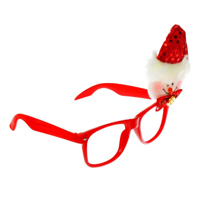 Карнавальные очки "Снеговик в колпаке" с бантиком