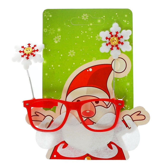 Карнавальные очки "Дед Мороз" с бородой и снежинками