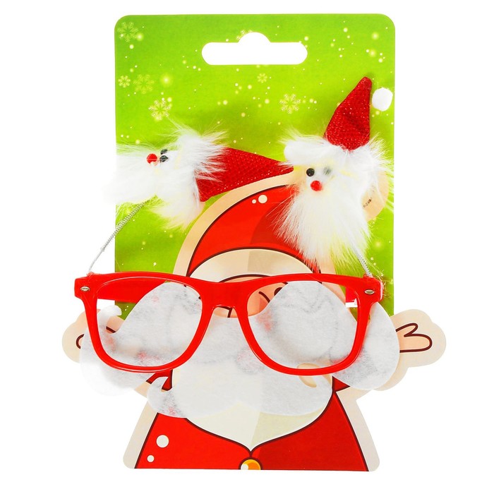 Карнавальные очки "Дед Мороз" с бородой