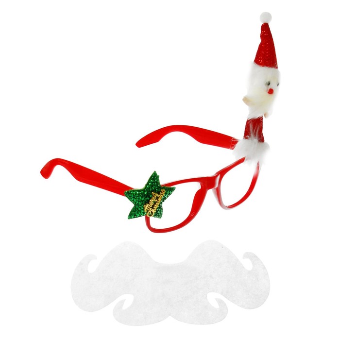 Карнавальные очки "Дед Мороз" с колпачком, звездой и бородой