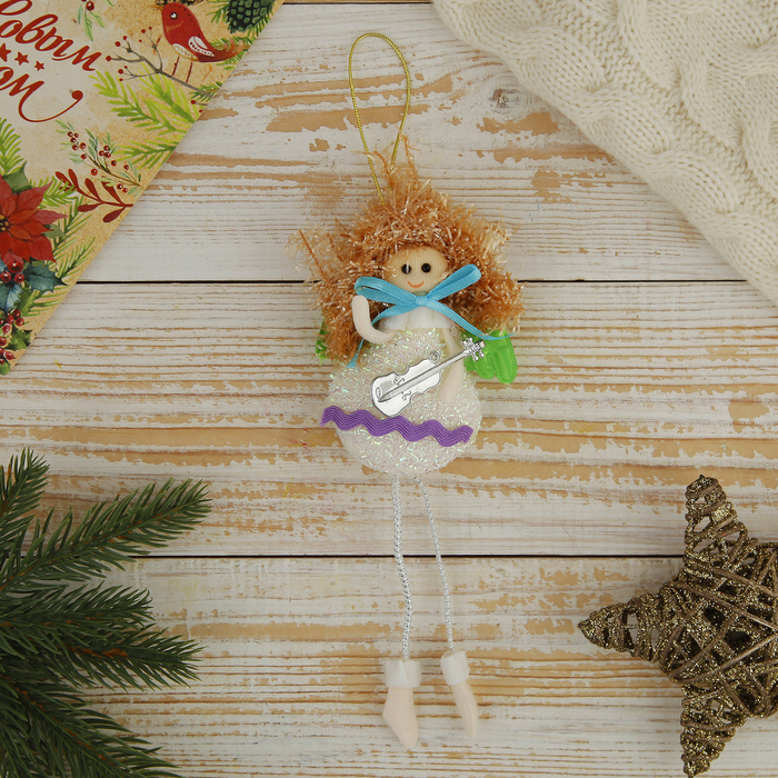 Мягкая ёлочная игрушка "Фея-яблочко" белая