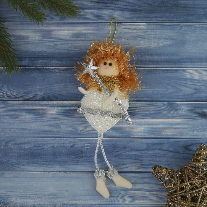 Мягкая ёлочная игрушка "Белая фея" со звёздочкой