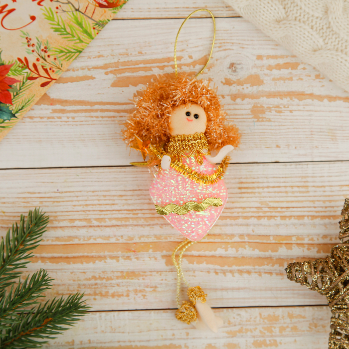 Мягкая ёлочная игрушка "Розовая фея" со звёздочкой