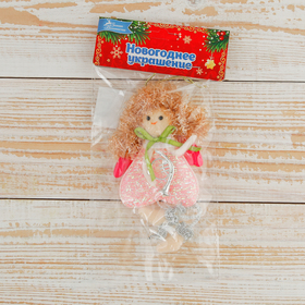 

Мягкая подвеска "Ангелочек с волторной - длинные ножки" 15*7,5 см розовый