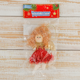 

Мягкая подвеска "Ангелочек с волторной" 11*9 см красный