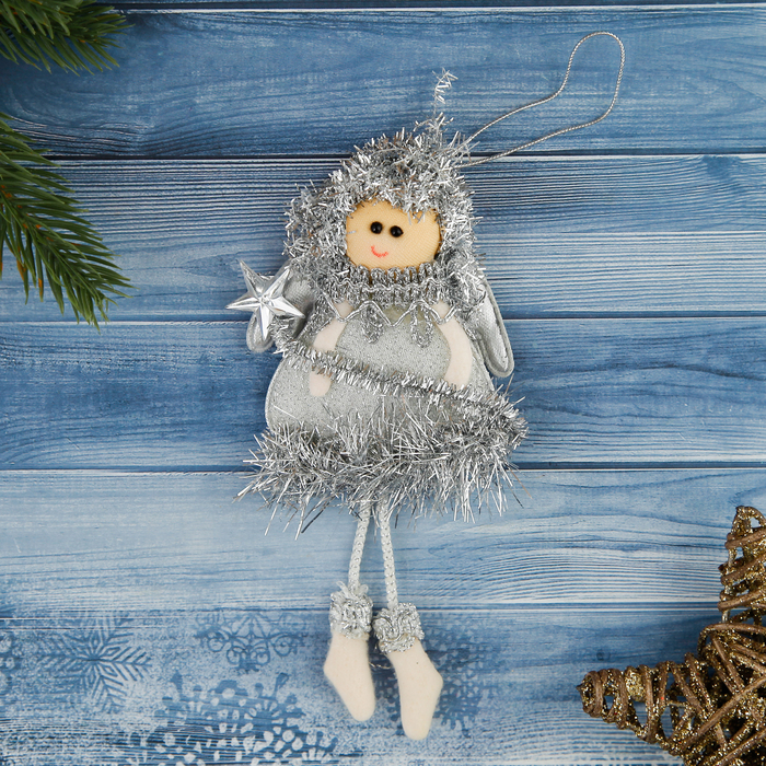 Мягкая ёлочная игрушка "Блеск" фея, серебряный кантик