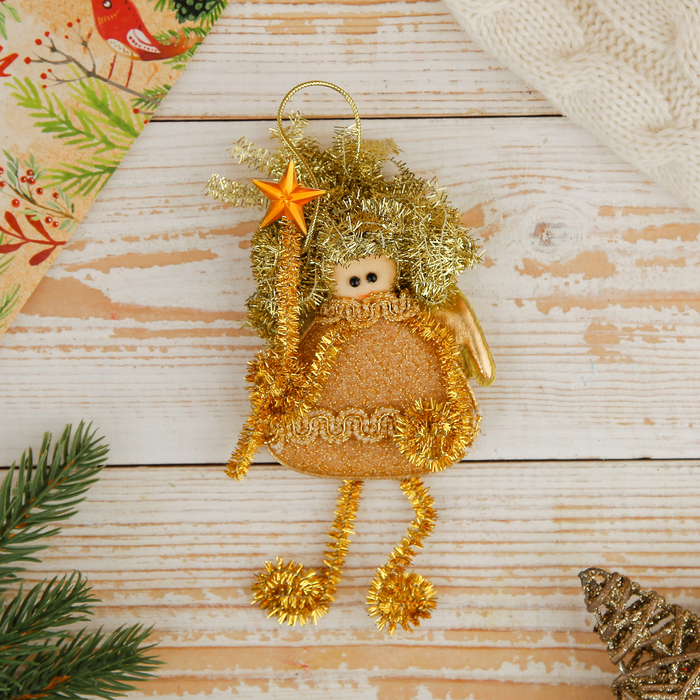 Мягкая ёлочная игрушка "Блеск" фея, золотая звёздочка