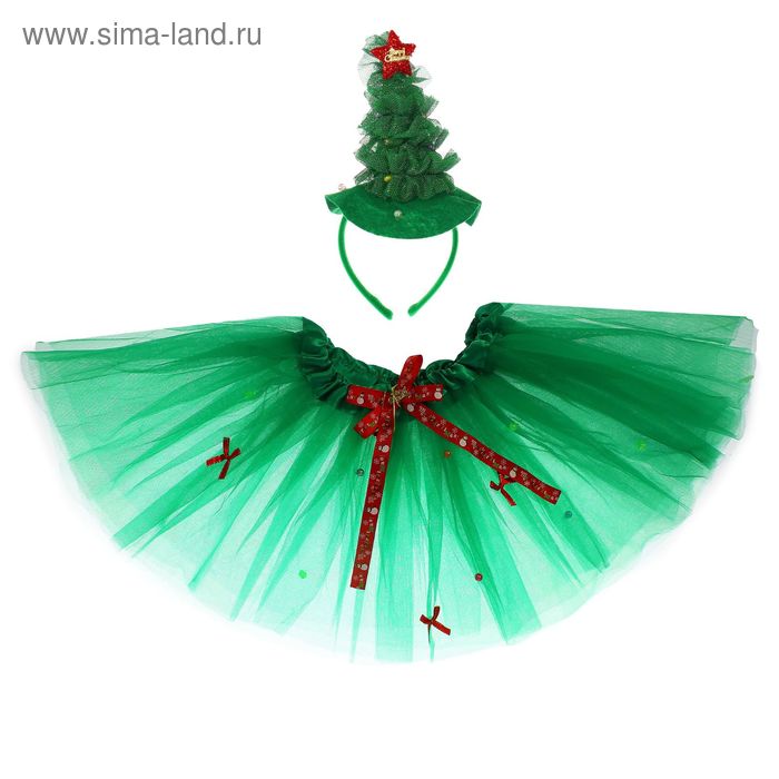 фото Карнавальный набор «ёлочка», юбка двухслойная, 30 см, ободок, 5-7 лет страна карнавалия