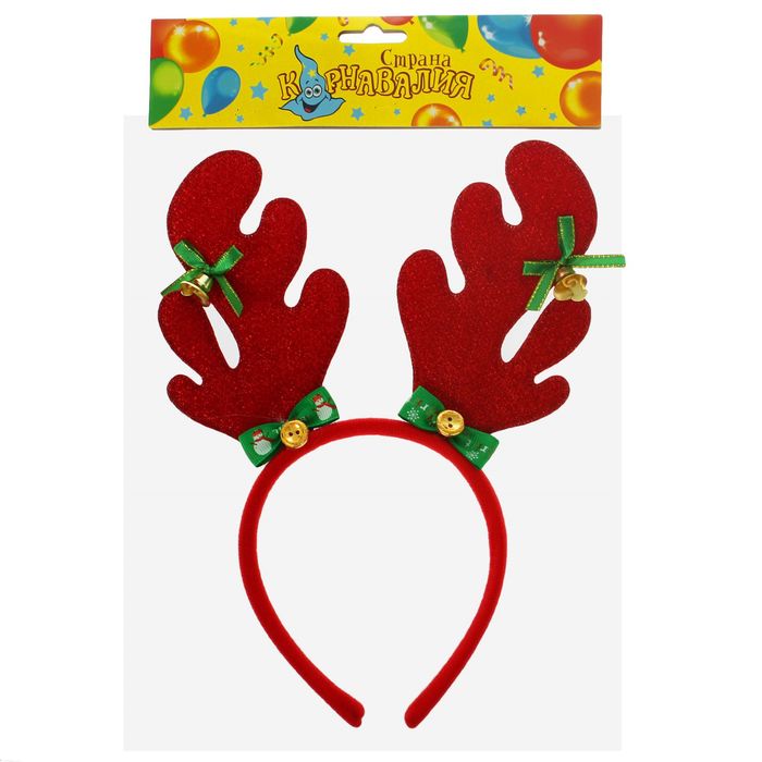 Карнавальный ободок "Рожки" с колокольчиками и бантами