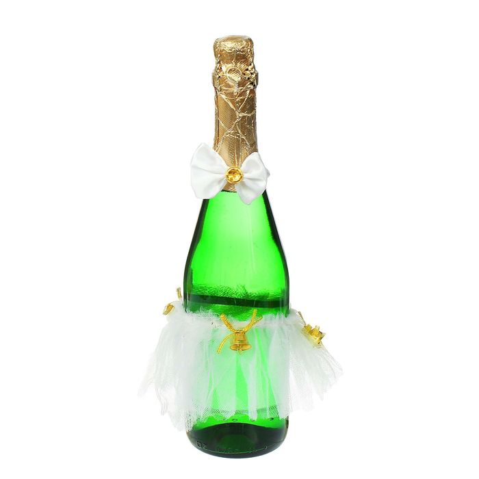 Одежда на бутылку, набор 2 предмета: юбочка, бантик, цвет белый