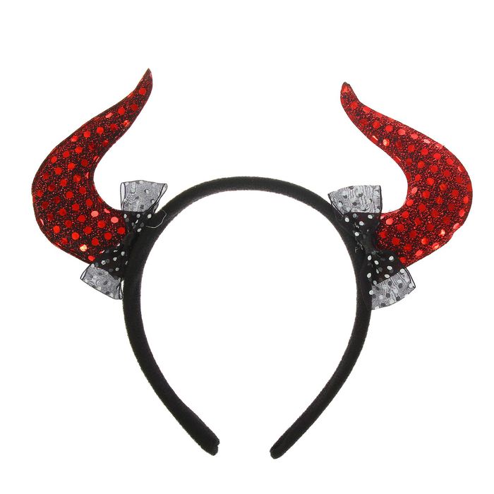 Карнавальный ободок "Рога чертихи" с бантиками, цвета МИКС