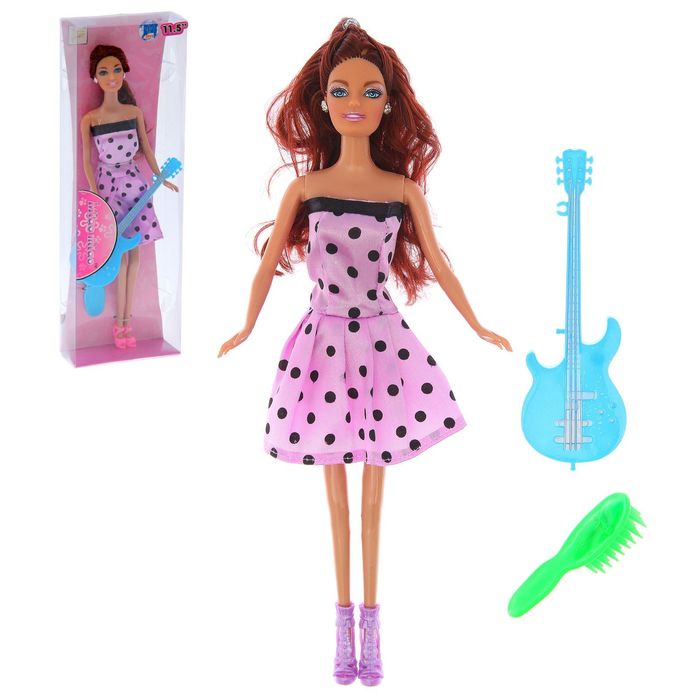 Кукла модель "Анна", с гитарой, с аксессуарами, МИКС
