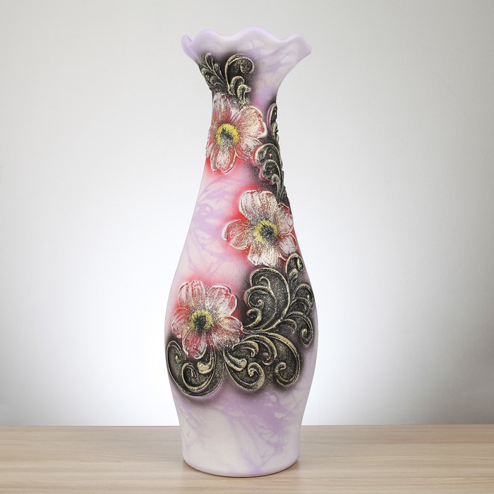 Ваза напольная "Эллегия" акрил, цветы, сиреневый