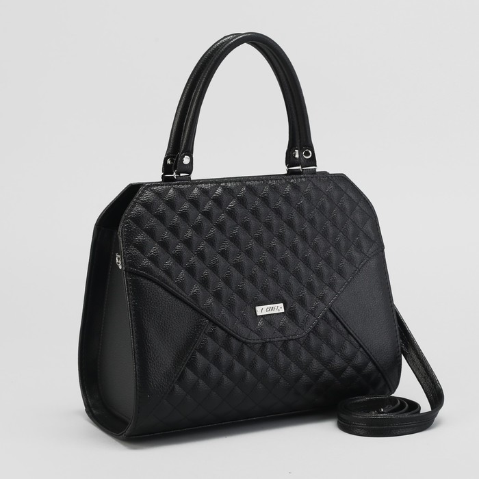 Сумка женская на молнии "Стёжка", 1 отдел, 1 наружный карман, чёрная