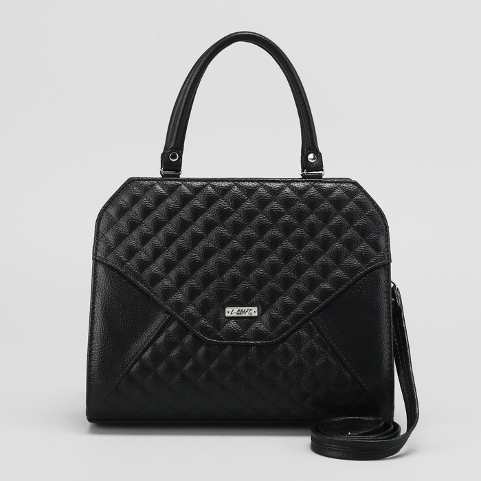 Сумка женская на молнии "Стёжка", 1 отдел, 1 наружный карман, чёрная