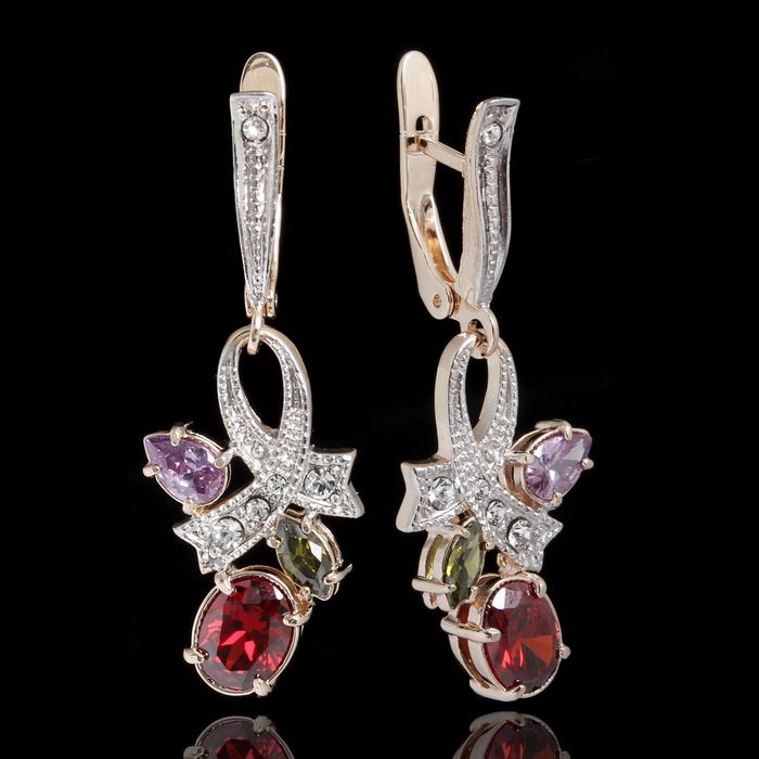 Серьги "Амбон" , цветной в золоте