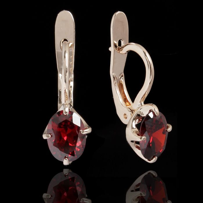 Серьги "Берлета", цвет красный в золоте