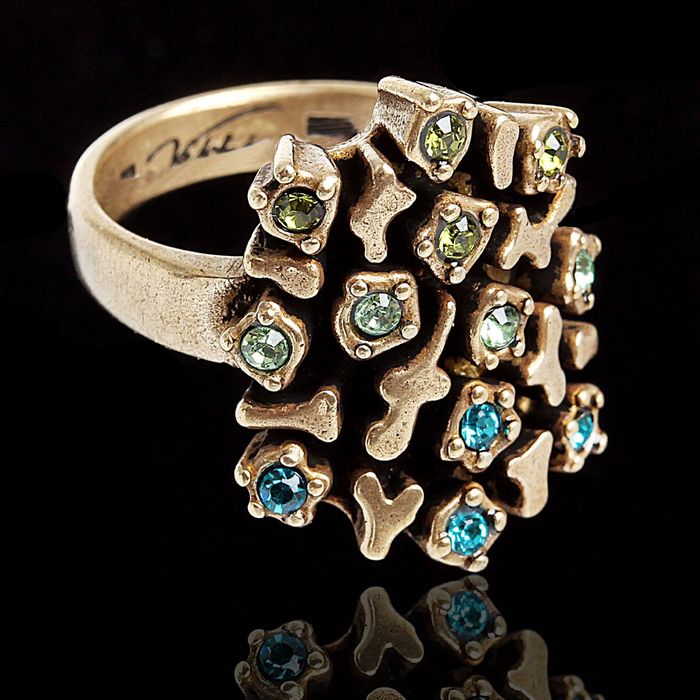 Кольцо "Мускус", размер 17, цвет зеленый в бронзе