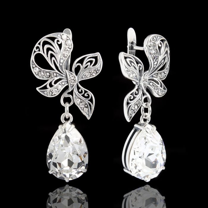 Серьги "Шарант", цвет белый в серебре