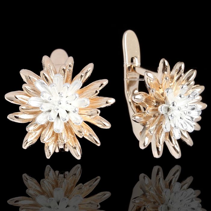 Серьги "Фраста", цвет серебряно-золотой