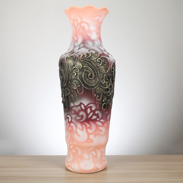 Ваза напольная  "Люда"  барокко бежево -бордовый