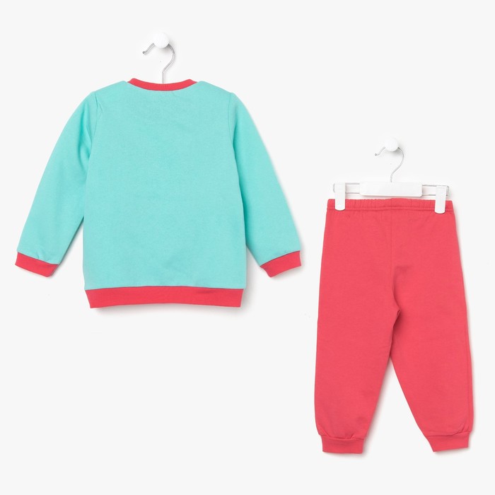 Пижама для девочки, рост 80 см (52), цвет бирюзовый/малиновый