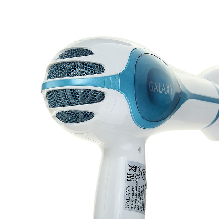 Фен для волос Galaxy GL 4327, 2200 Вт, 2 скорости, 3 температурных режима, бело-синий