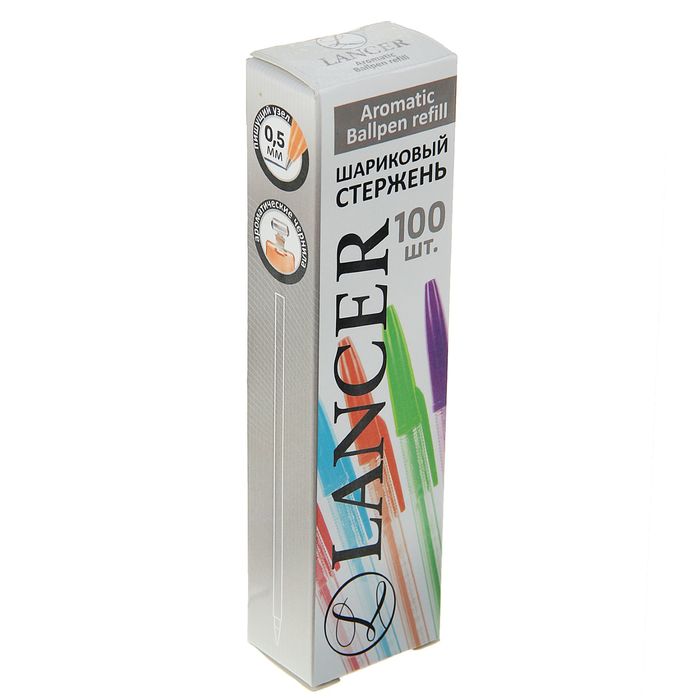 Стержень шариковый синий, 0,5мм, L-142мм, на масляной основе, ароматизированный, корпус белый LANCER