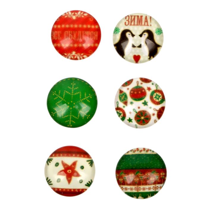 Декор стеклянный для скрапбукинга в наборе Cristmas diary, 6,5 × 6,5 см