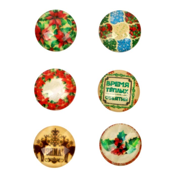 Декор стеклянный для скрапбукинга в наборе «Рождественское ретро», 6,5 × 6,5 см