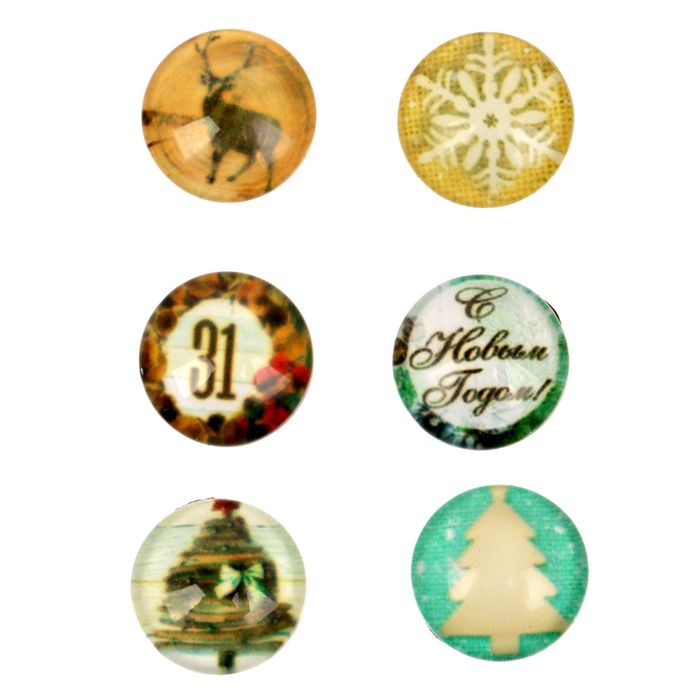 Декор стеклянный для скрапбукинга в наборе «Пряности и радости», 6,5 × 6,5 см