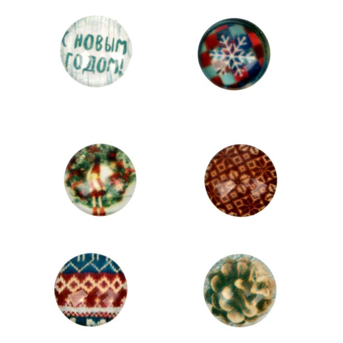 Декор стеклянный для скрапбукинга в наборе «Уютный новый год», 6,5 × 6,5 см
