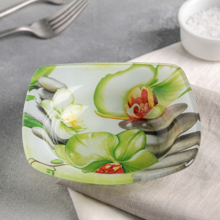Салатник 200 мл "Зеленая орхидея", 14х3 см