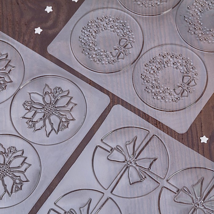 Набор молдов кондитерских для украшения выпечки "Бант, цветок, венок" 3 шт 19х19х0,1 см