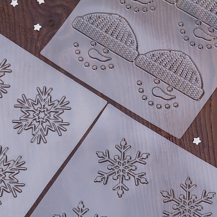 Набор молдов кондитерских для украшения выпечки "Снеговик и снежинки" 3шт 19х19х0,1 см
