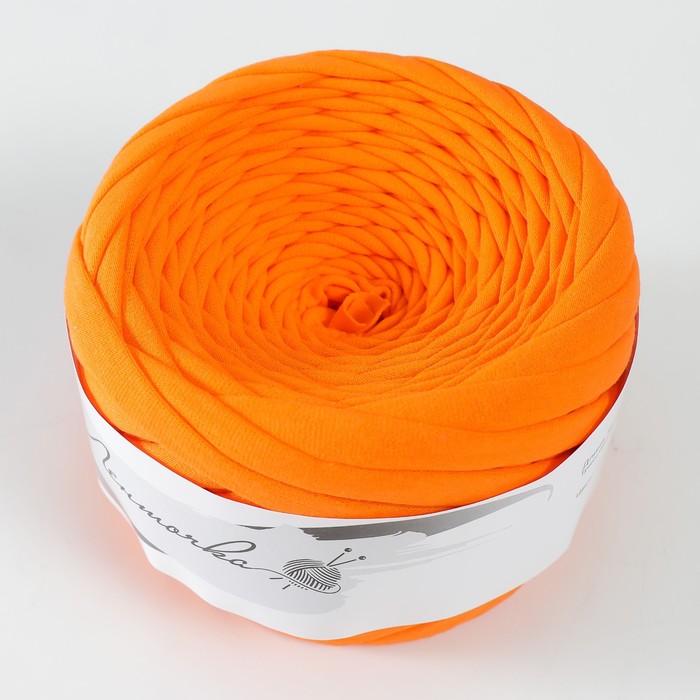 Пряжа трикотажная широкая 50м/160гр, ширина нити 7-9 мм (010 ярко-оранж.)