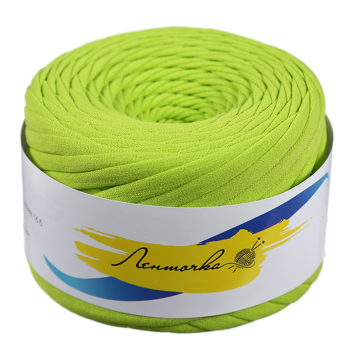 Пряжа трикотажная широкая 50м/160гр, ширина нити 7-9 мм (030 яр.зеленый)