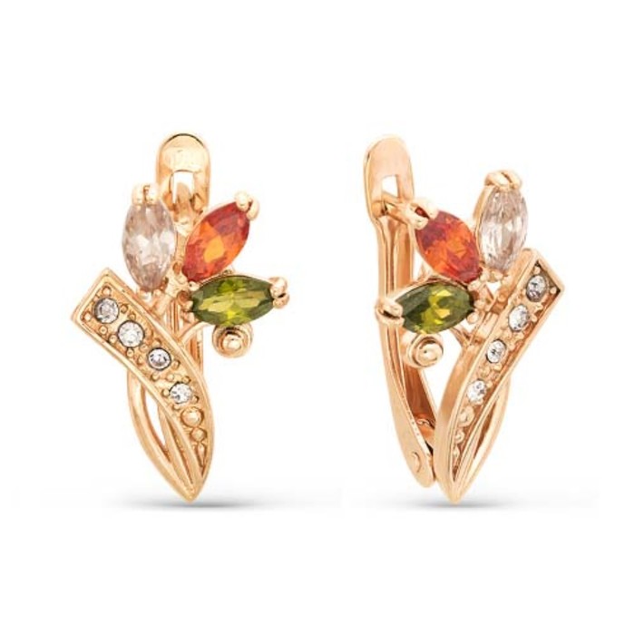 Серьги "Букет", россыпь, позолота, цветные