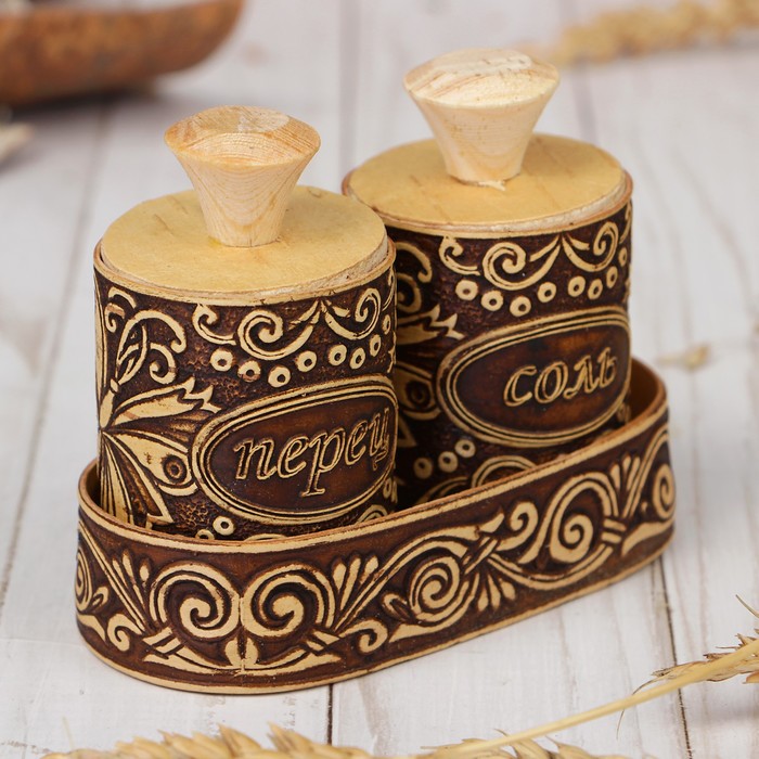 Набор для специй «Бабочка», 12×6×6,5 см, береста