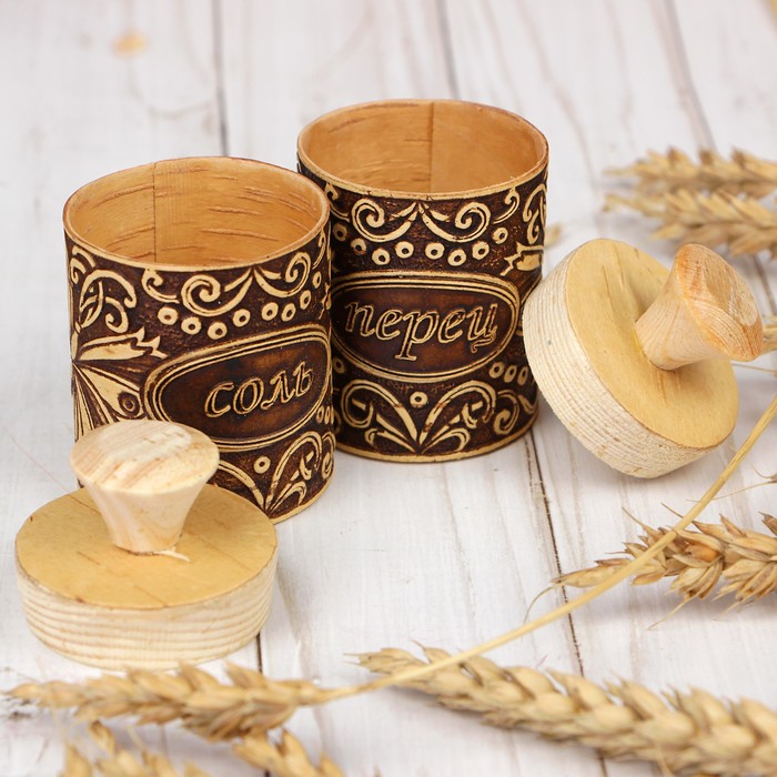 Набор для специй «Бабочка», 12×6×6,5 см, береста