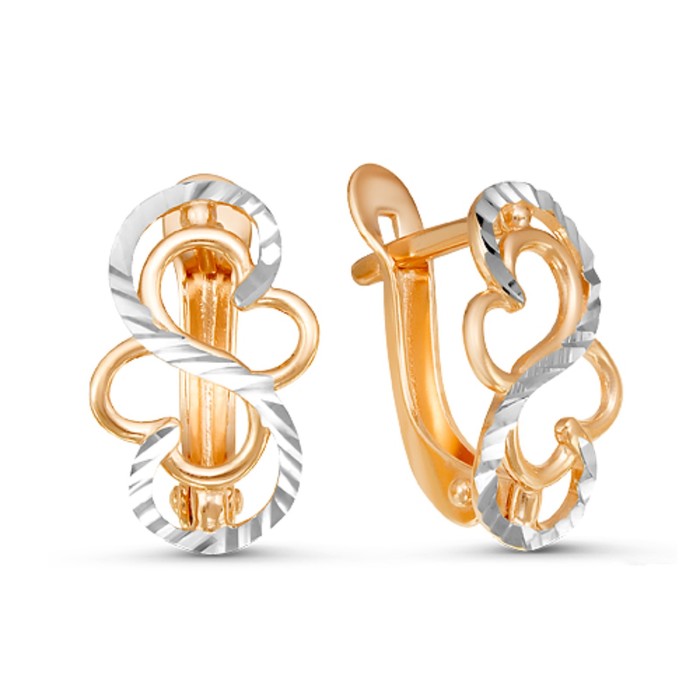 Серьги "Завиток" вертикальный, позолота