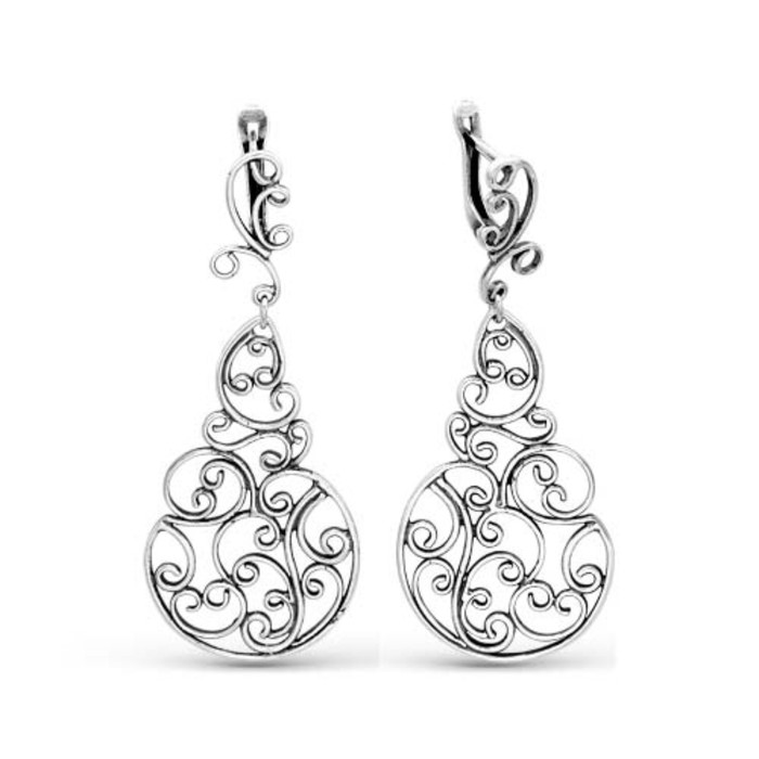 Серьги "Роскошь", посеребрение с оксидированием